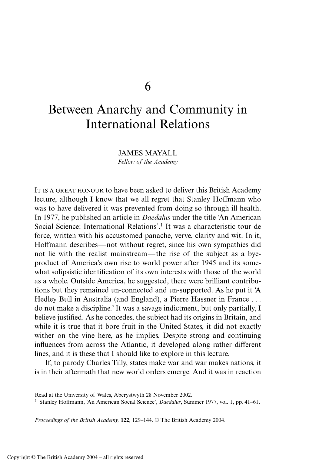 6 Between Anarchy and Community in International Relations