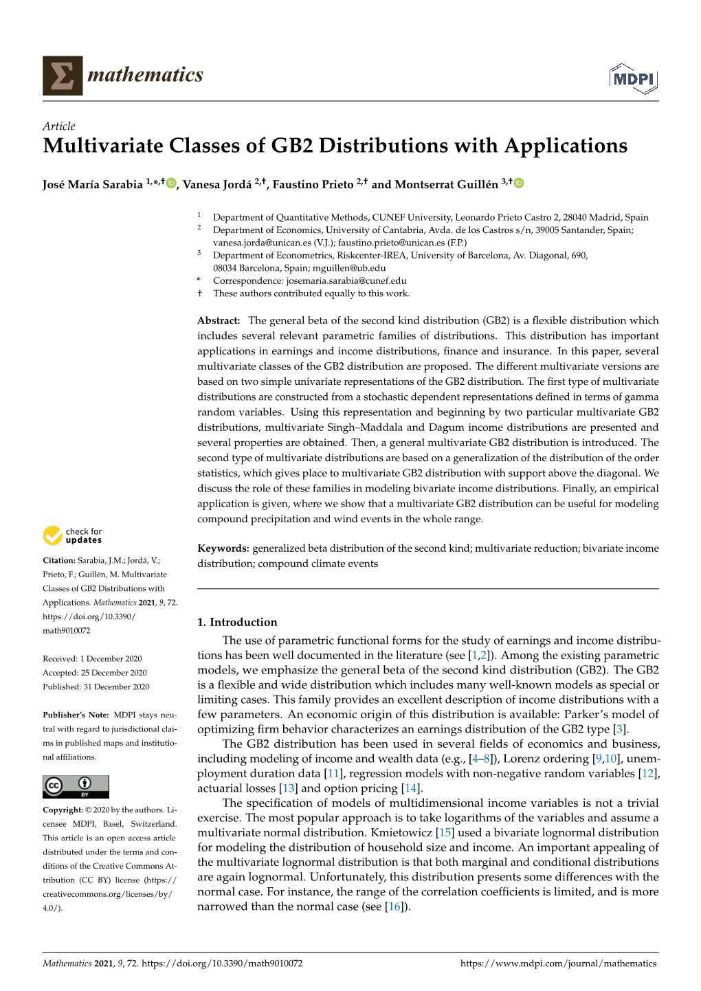 Multivariate Classes of GB2 Distributions with Applications