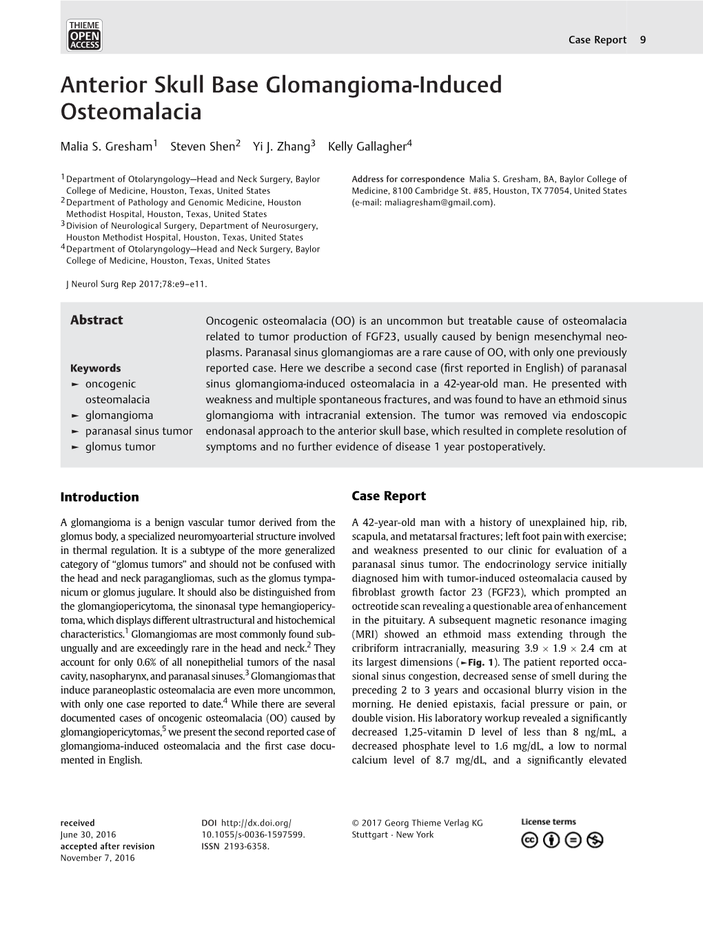 Anterior Skull Base Glomangioma-Induced Osteomalacia