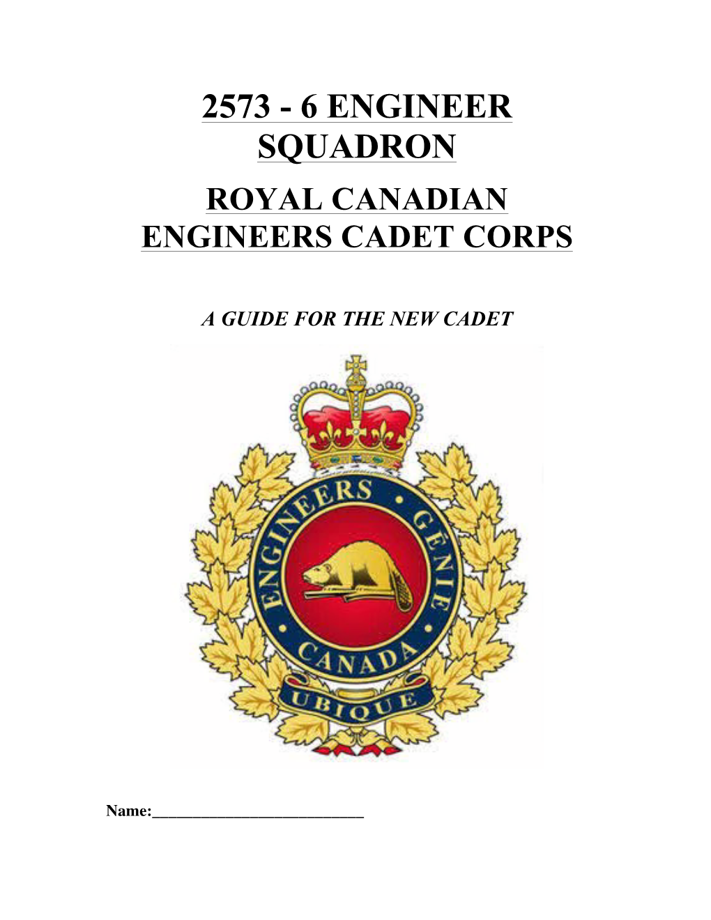 A Guide for the New Cadet 2015 V2