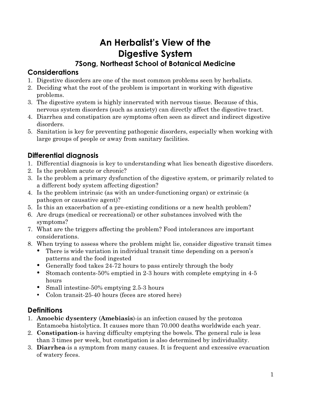 Digestive System for the Herbalist