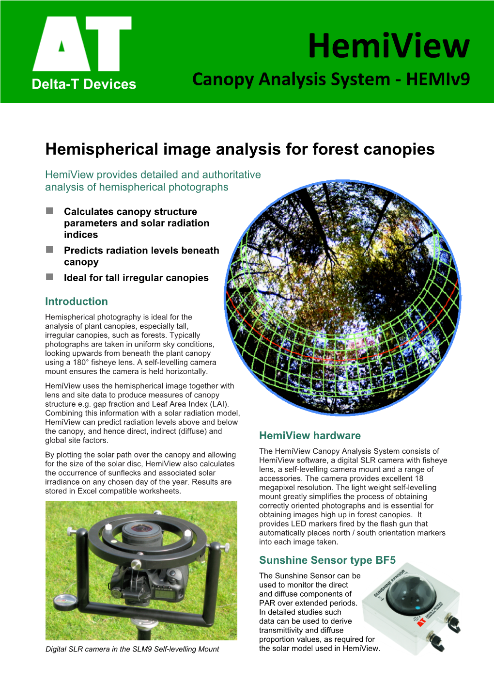 Hemiview Delta-T Devices Canopy Analysis System ‐ Hemiv9