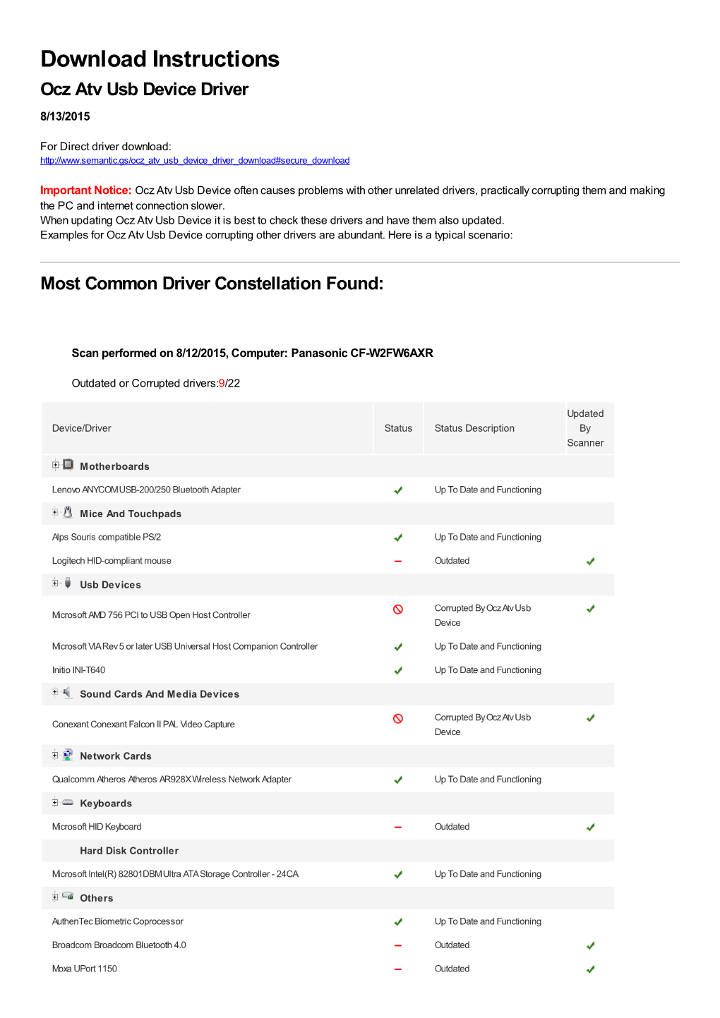 Driver Download Instructions