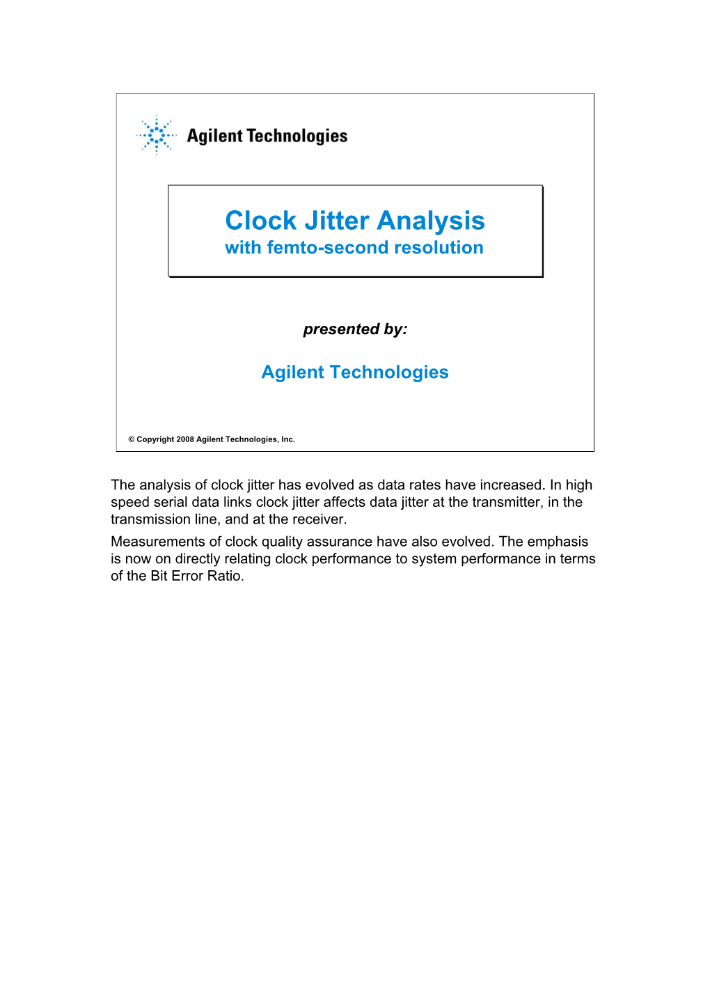 Clock Jitter Analysis Lead/Trail Edge Long/Short Bits