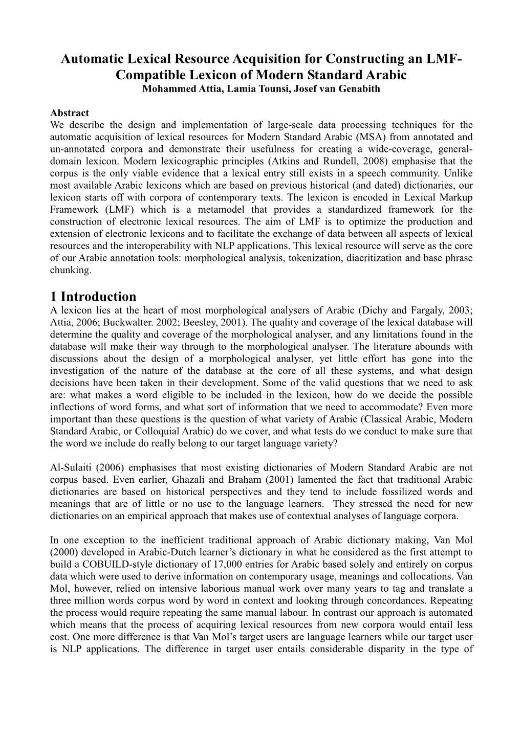 Corpus-Driven Lexicon of MSA 13