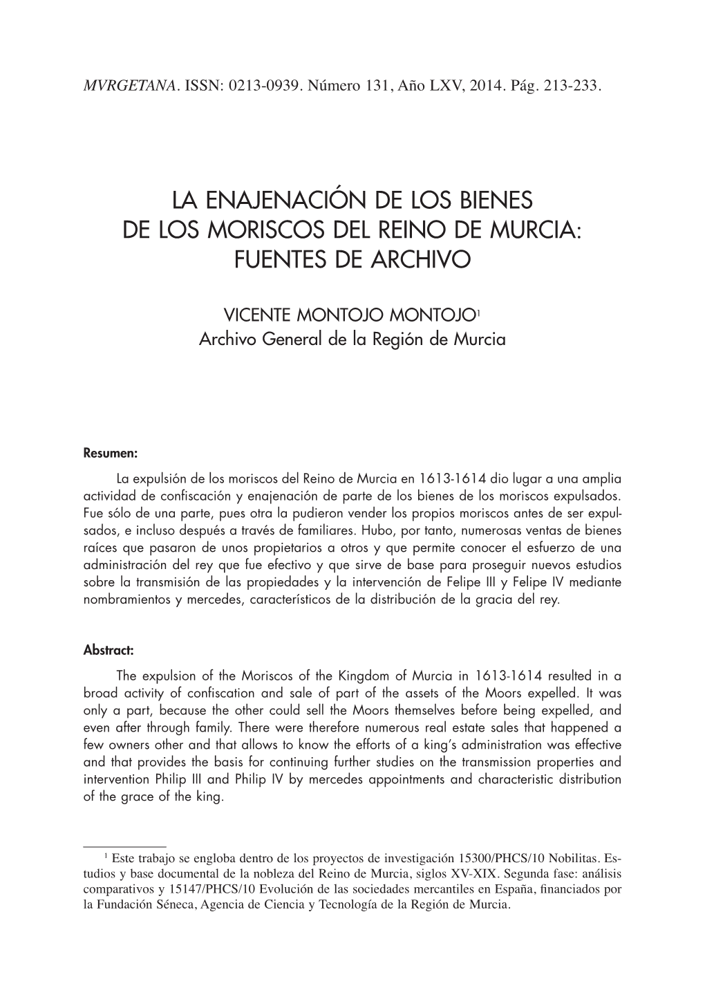 La Enajenación De Los Bienes De Los Moriscos Del Reino De Murcia: Fuentes De Archivo