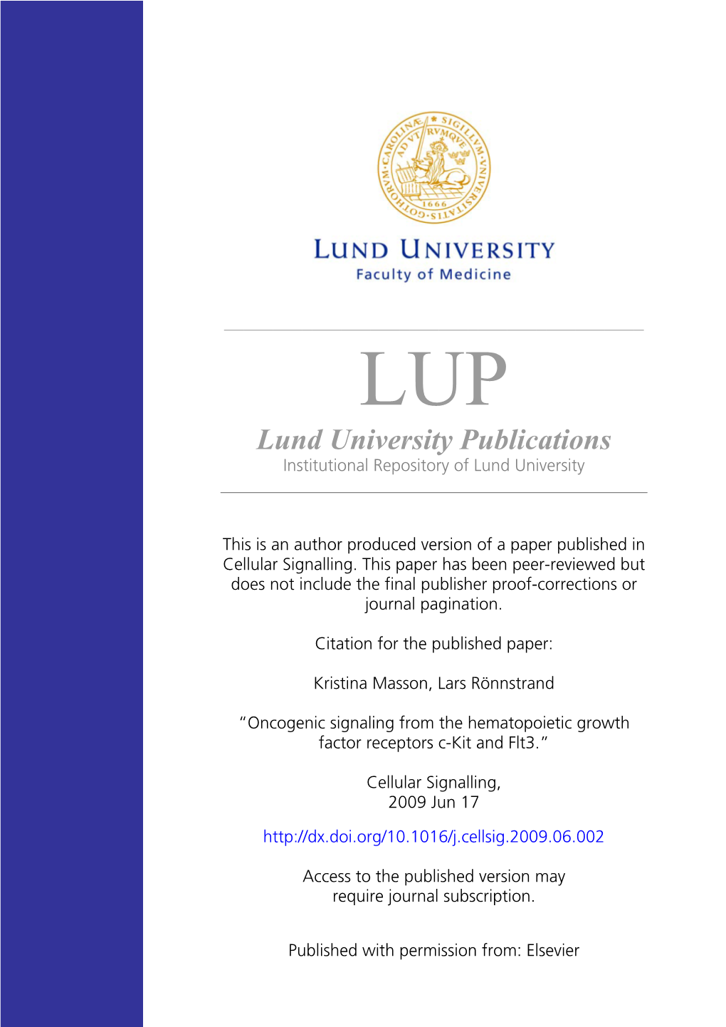 Lund University Publications Institutional Repository of Lund University ______