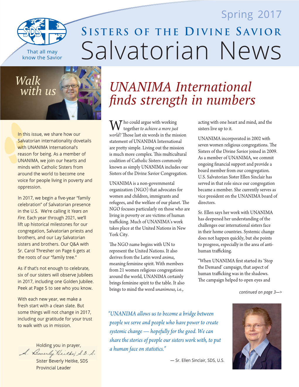 Salvatorian News Walk with Us UNANIMA International Finds Strength in Numbers