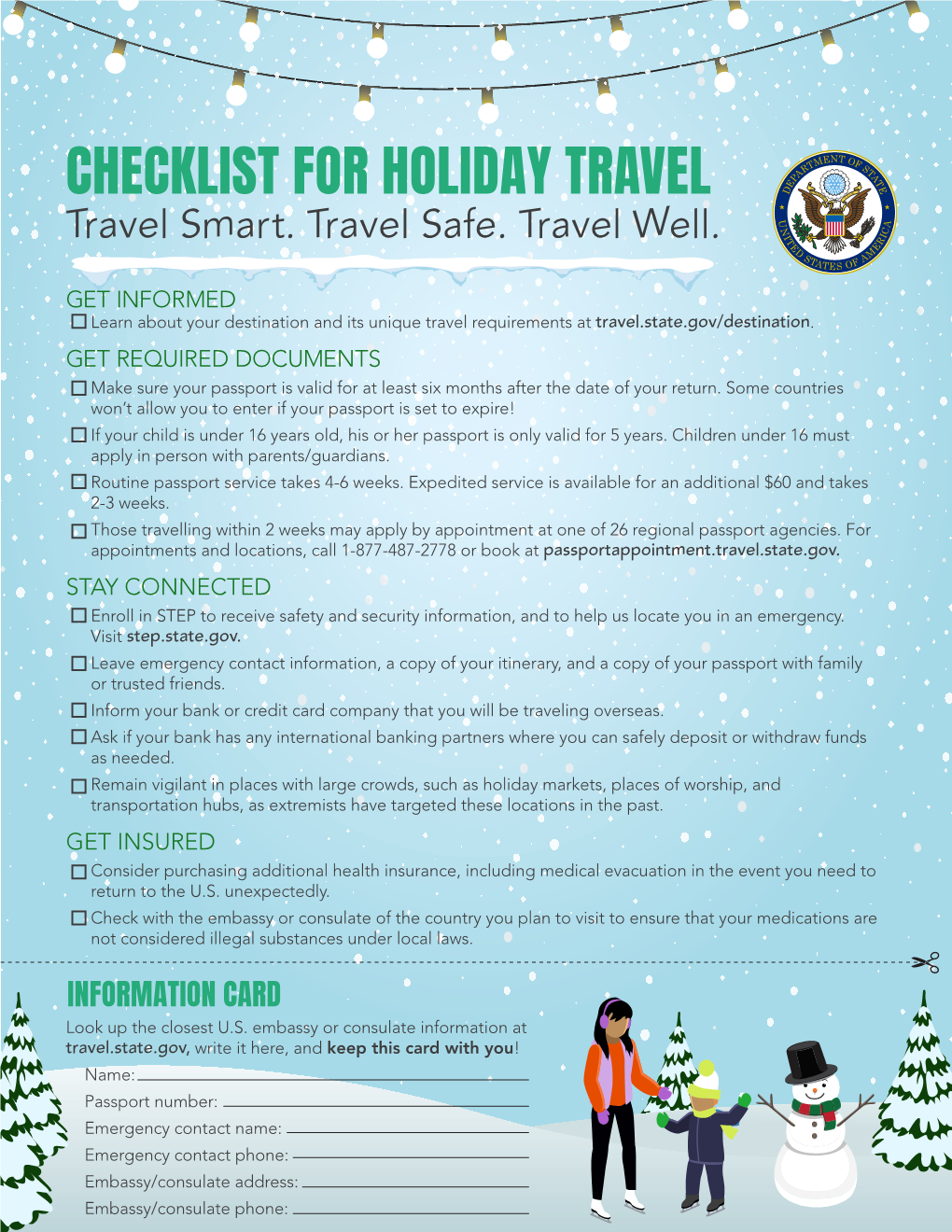 CHECKLIST for HOLIDAY TRAVEL Travel Smart