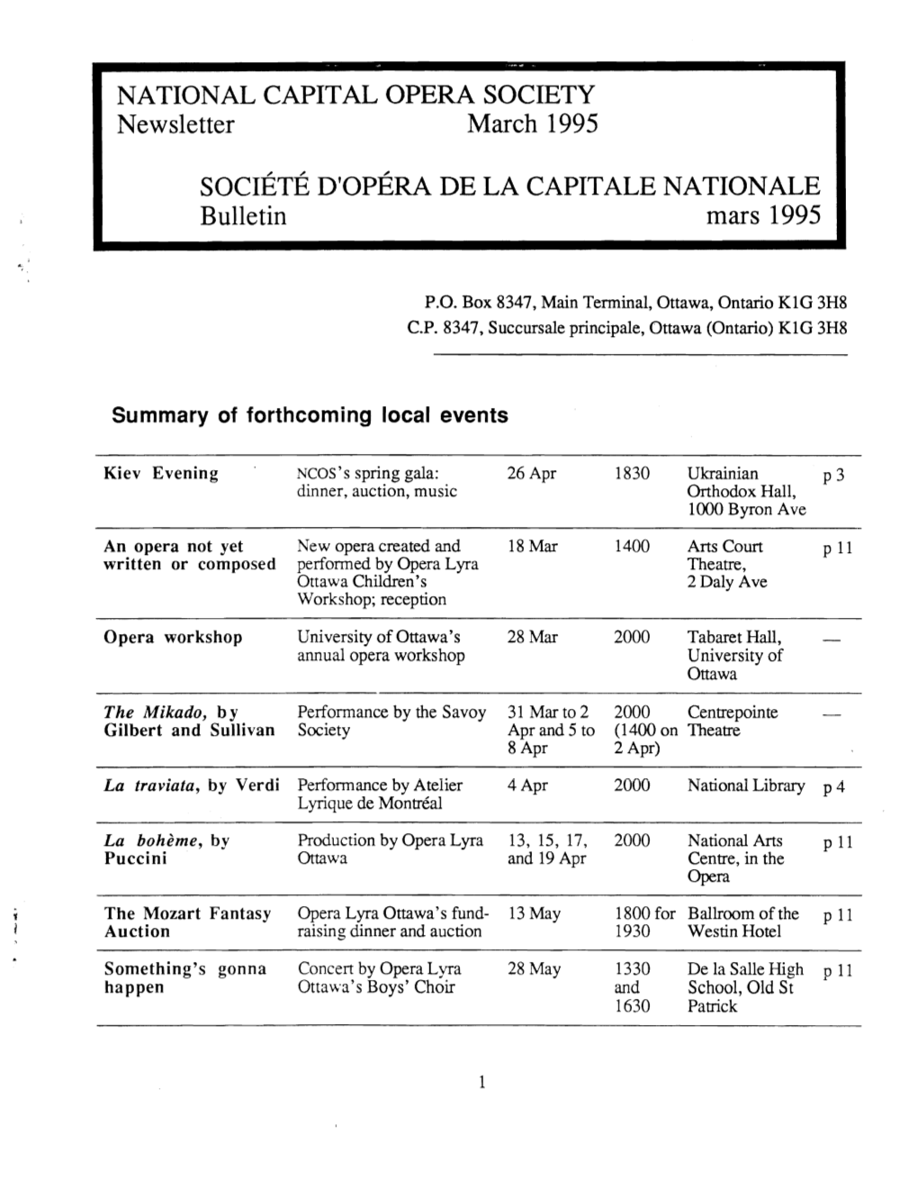 NATIONAL CAPITAL OPERA SOCIETY Newsletter March 1995