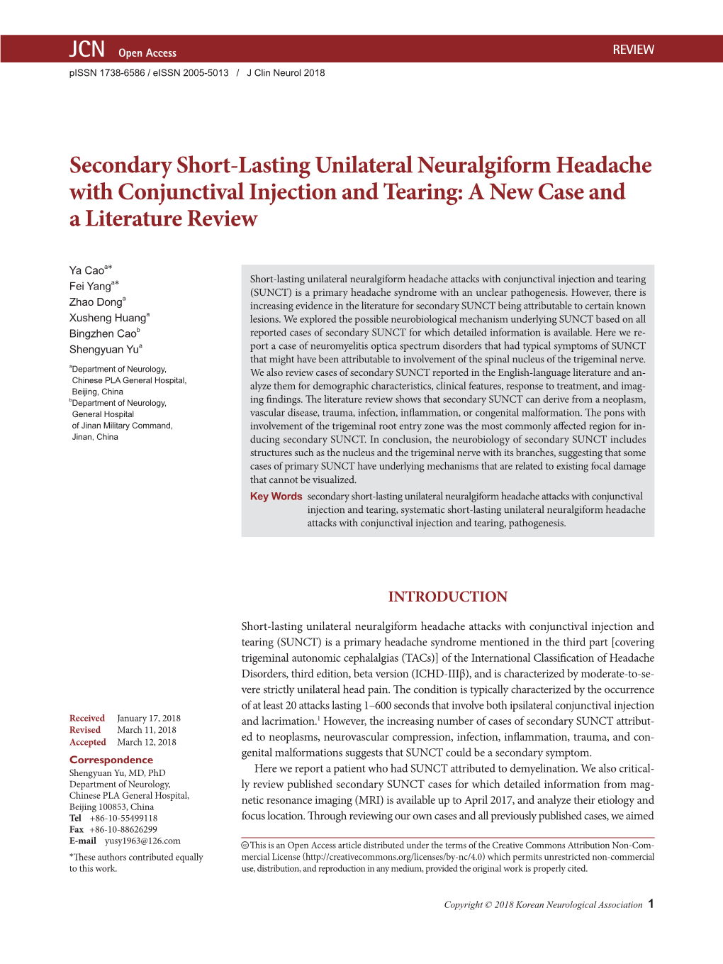 Secondary Short-Lasting Unilateral Neuralgiform Headache with Conjunctival Injection and Tearing: a New Case and a Literature Review