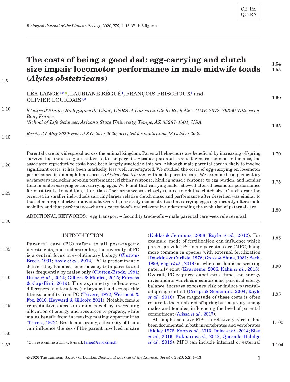 Egg-Carrying and Clutch Size Impair Locomotor Performance