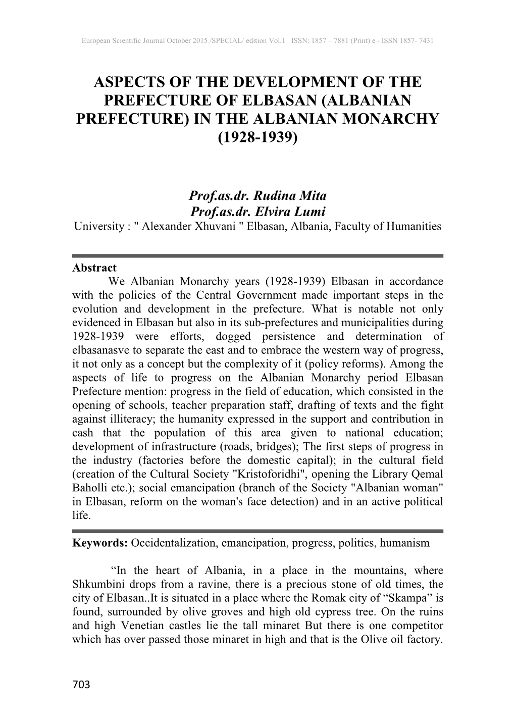 Albanian Prefecture) in the Albanian Monarchy (1928-1939