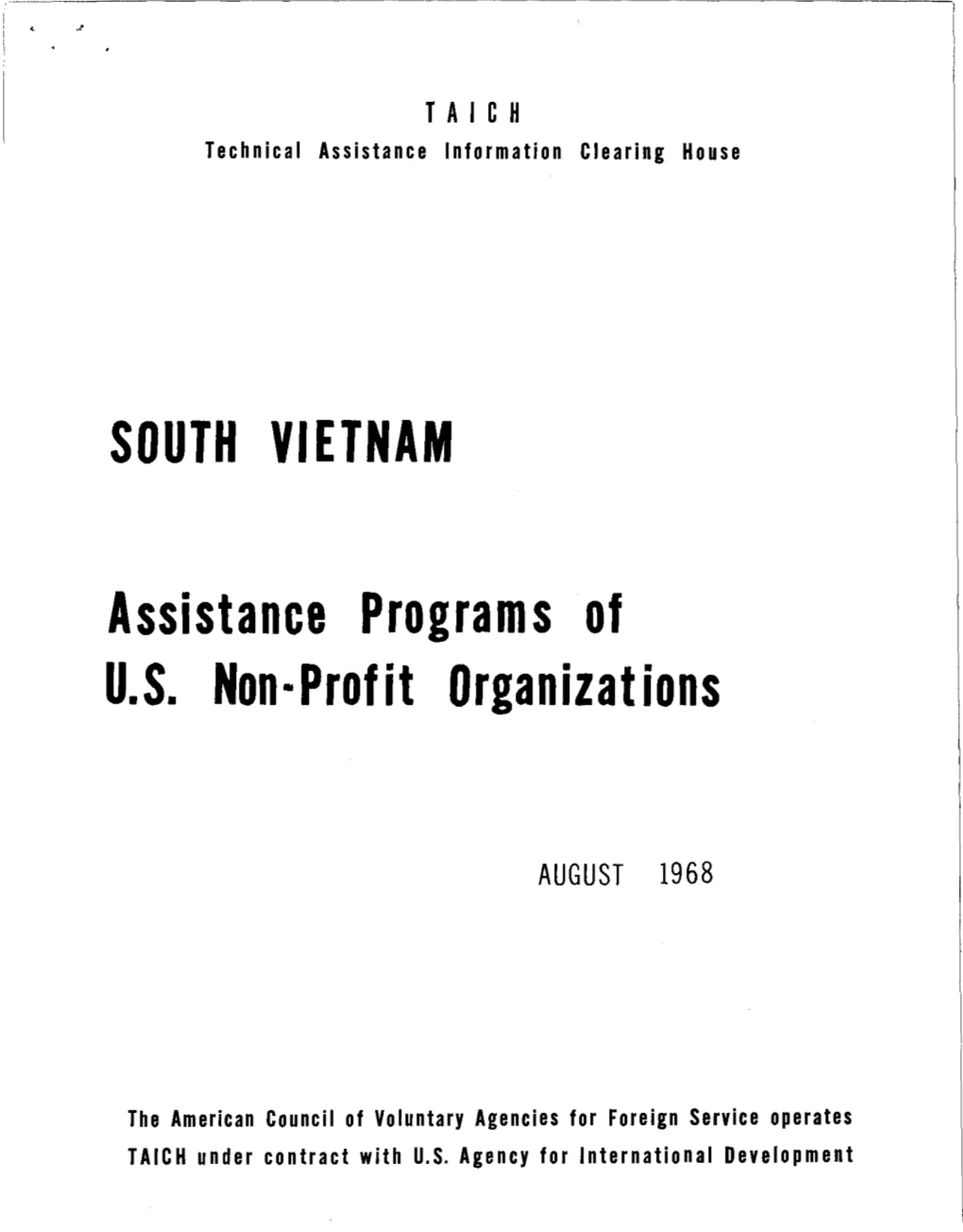 SOUTH VIETNAM Assistance Programs of U.S. Non·Profit