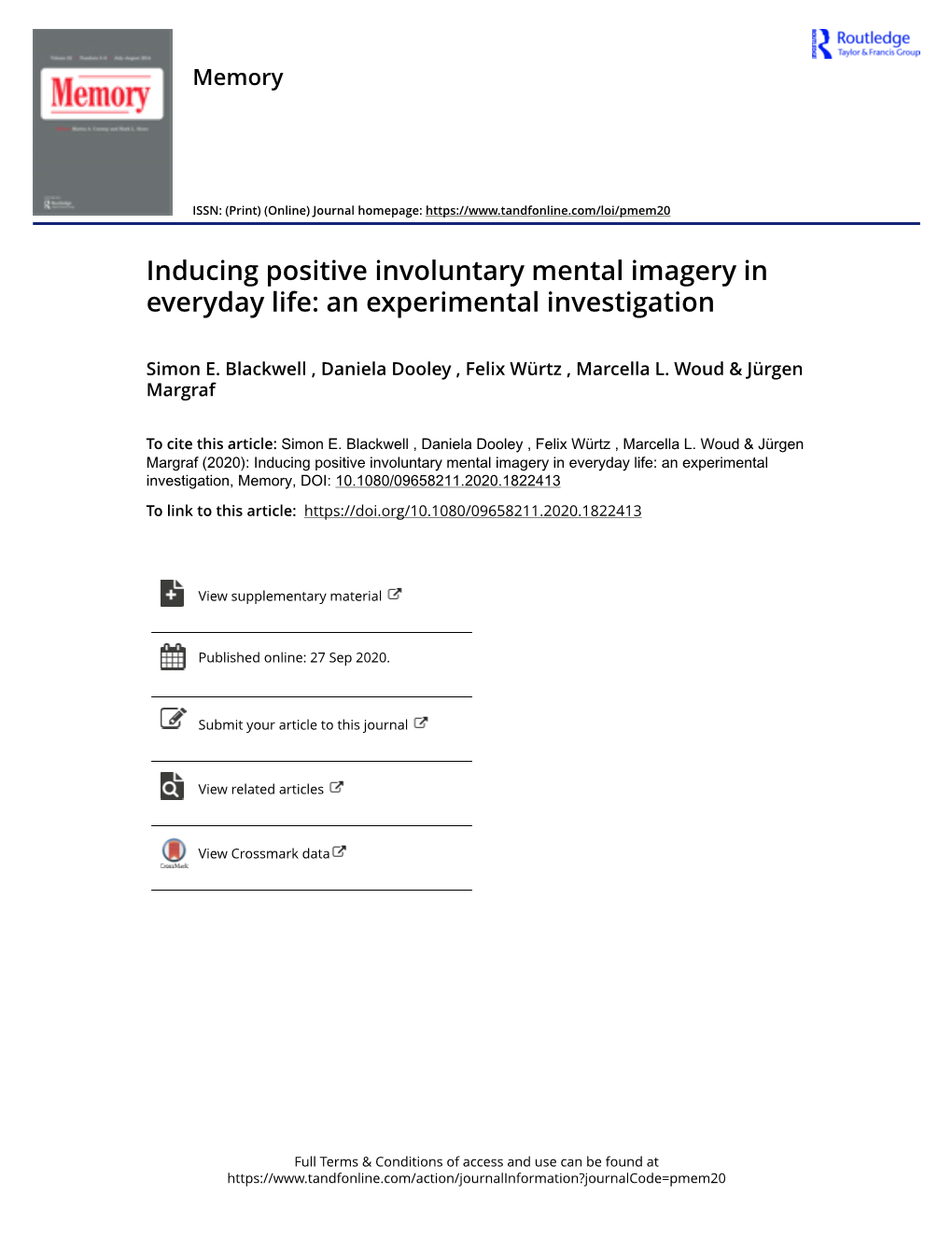 Inducing Positive Involuntary Mental Imagery in Everyday Life: an Experimental Investigation