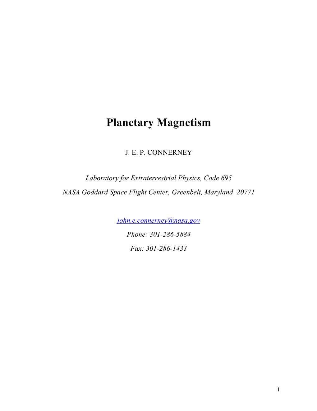 Planetary Magnetism