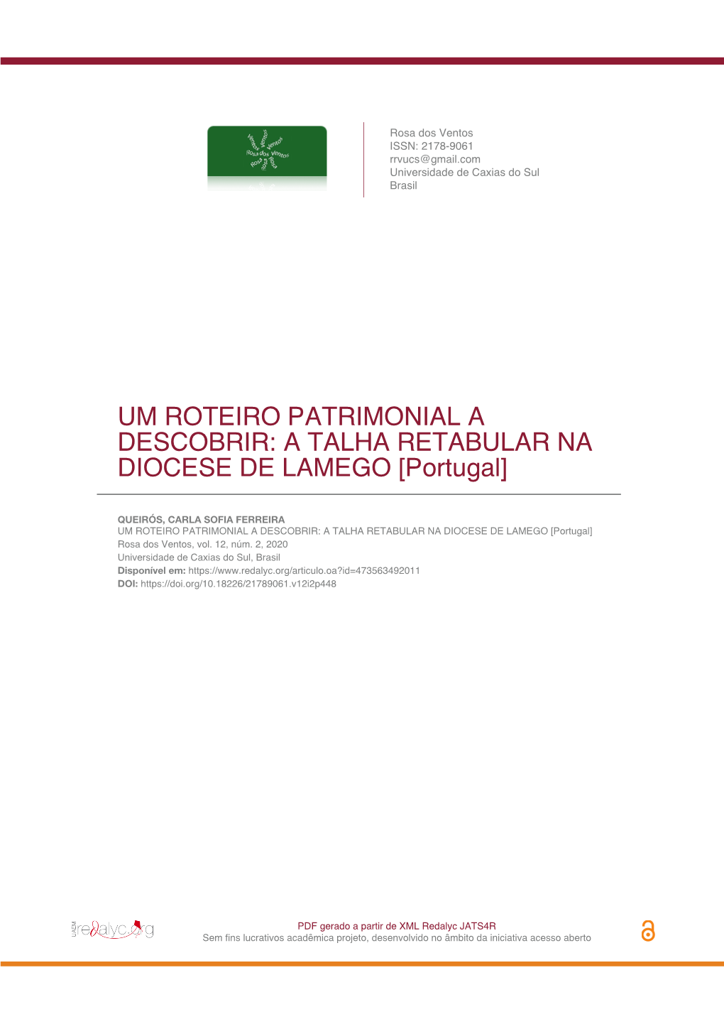 UM ROTEIRO PATRIMONIAL a DESCOBRIR: a TALHA RETABULAR NA DIOCESE DE LAMEGO [Portugal]