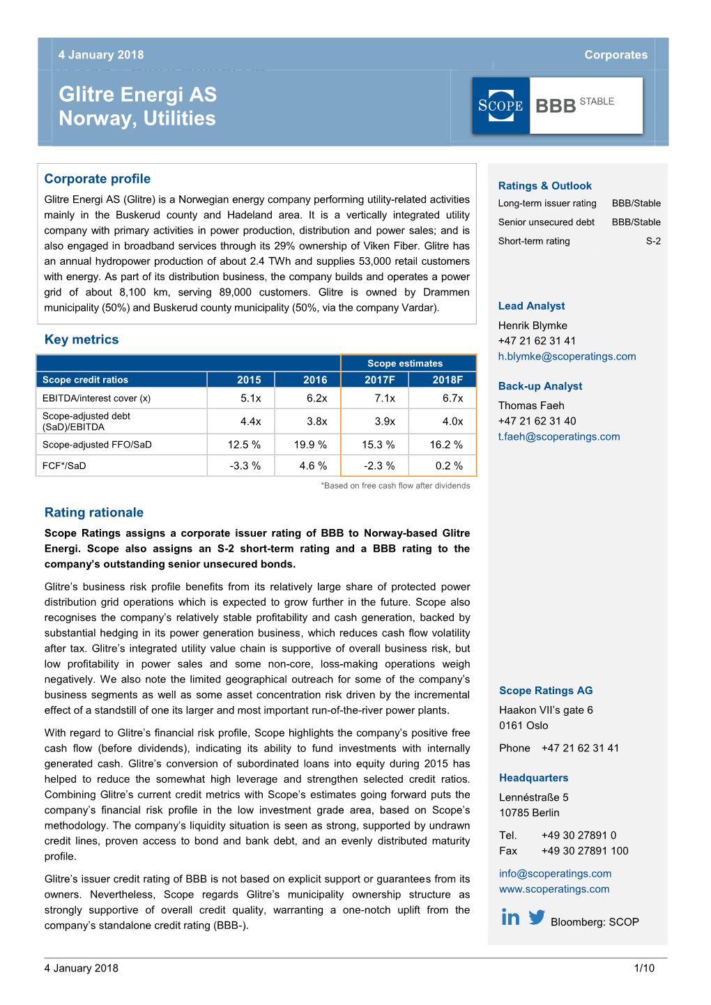 Glitre Energi AS Norway, Utilities