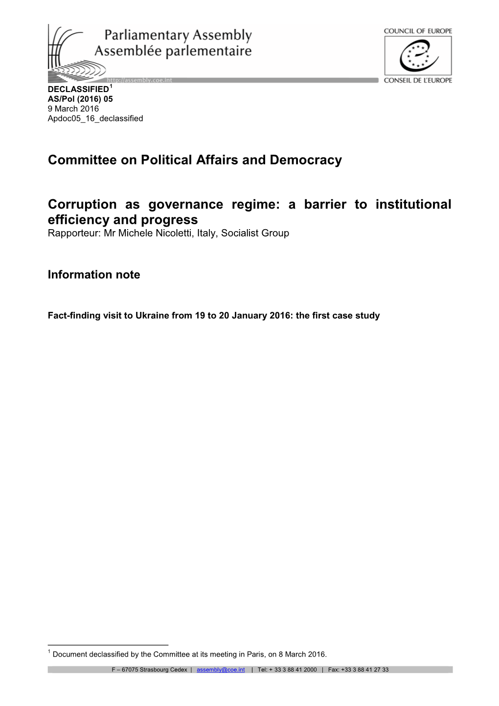 Committee on Political Affairs and Democracy Corruption As