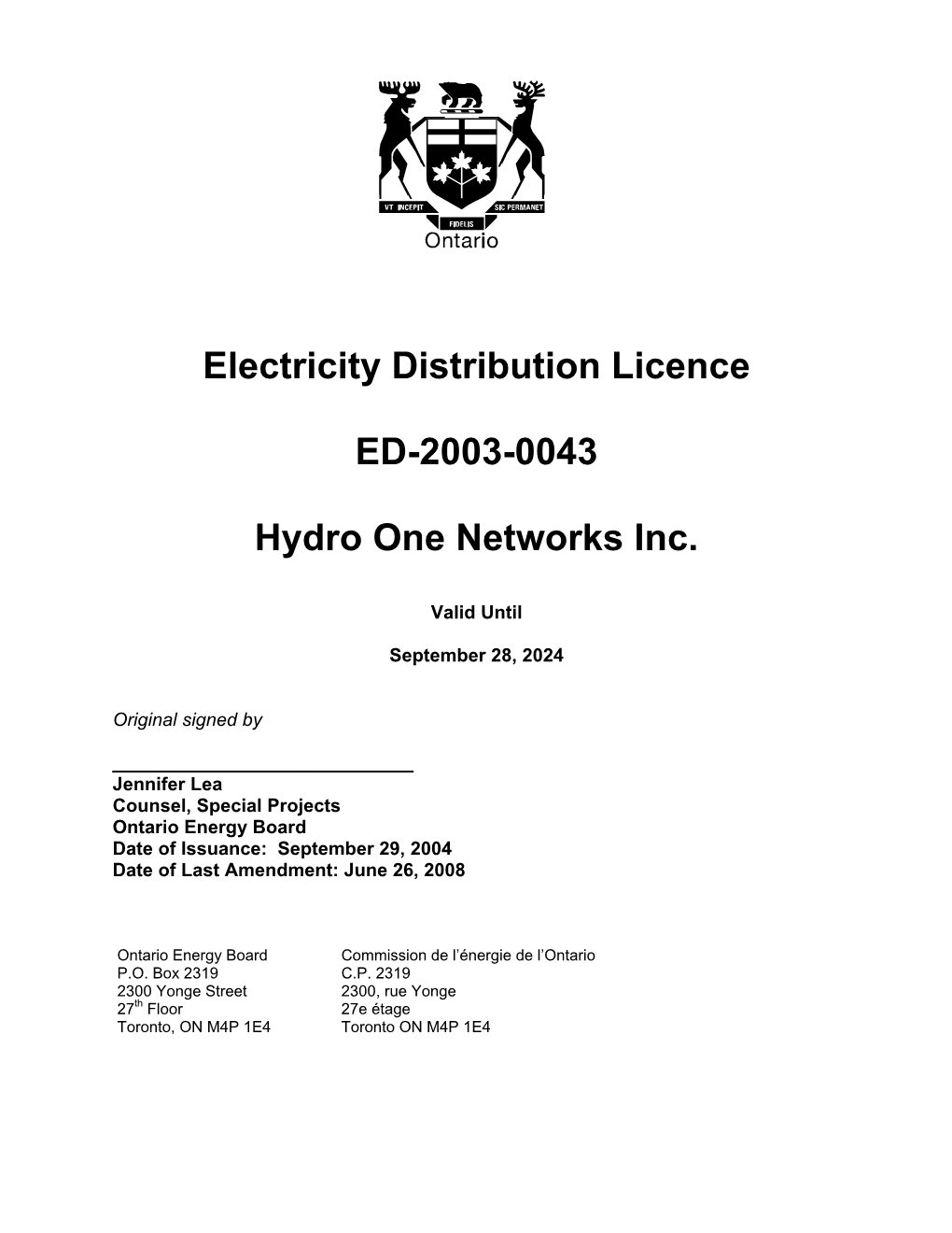 HONI Amended Dx Licence