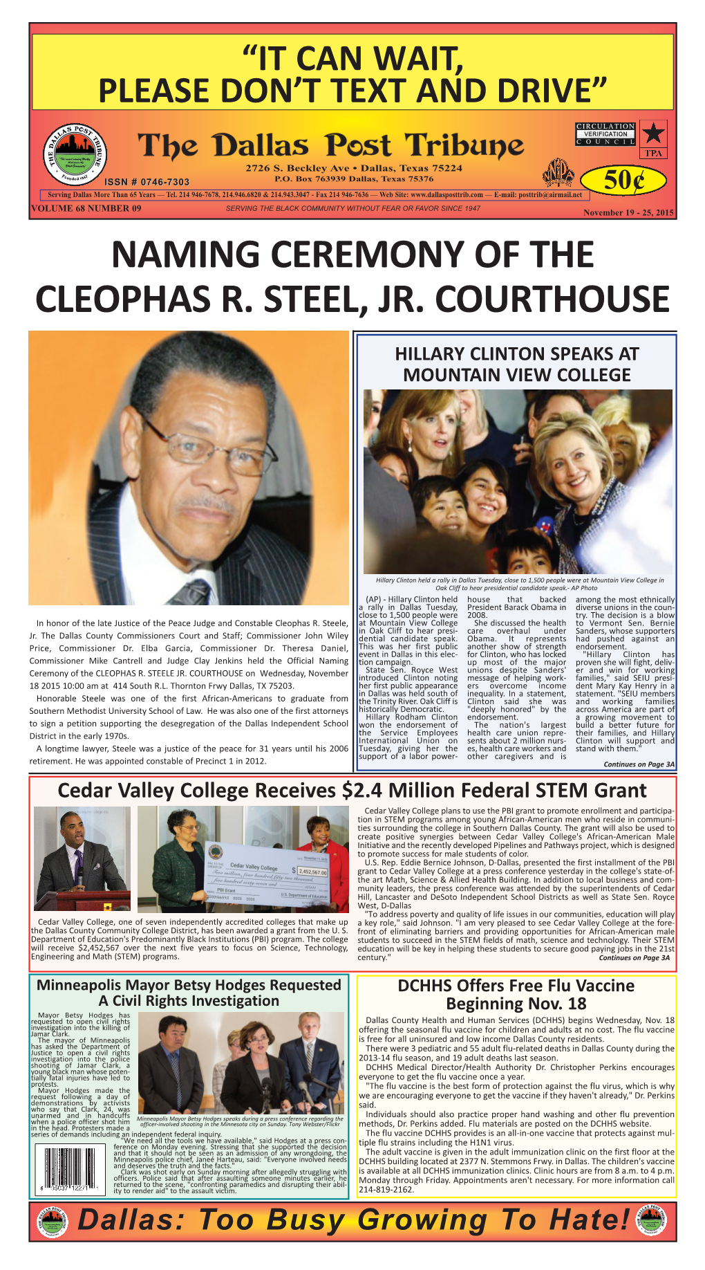 Naming Ceremony of the Cleophas R. Steel, Jr