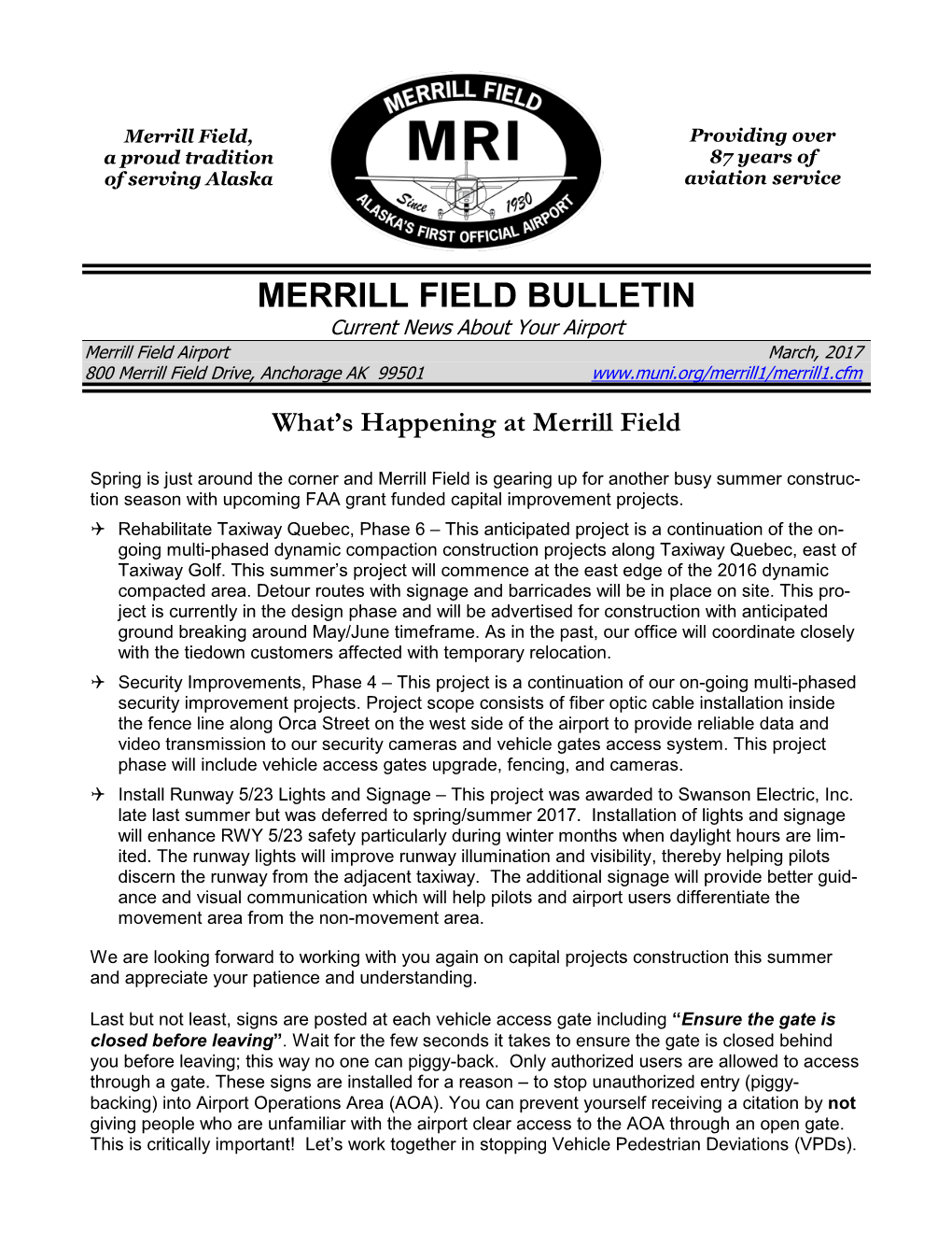 Merrill Field Bulletin