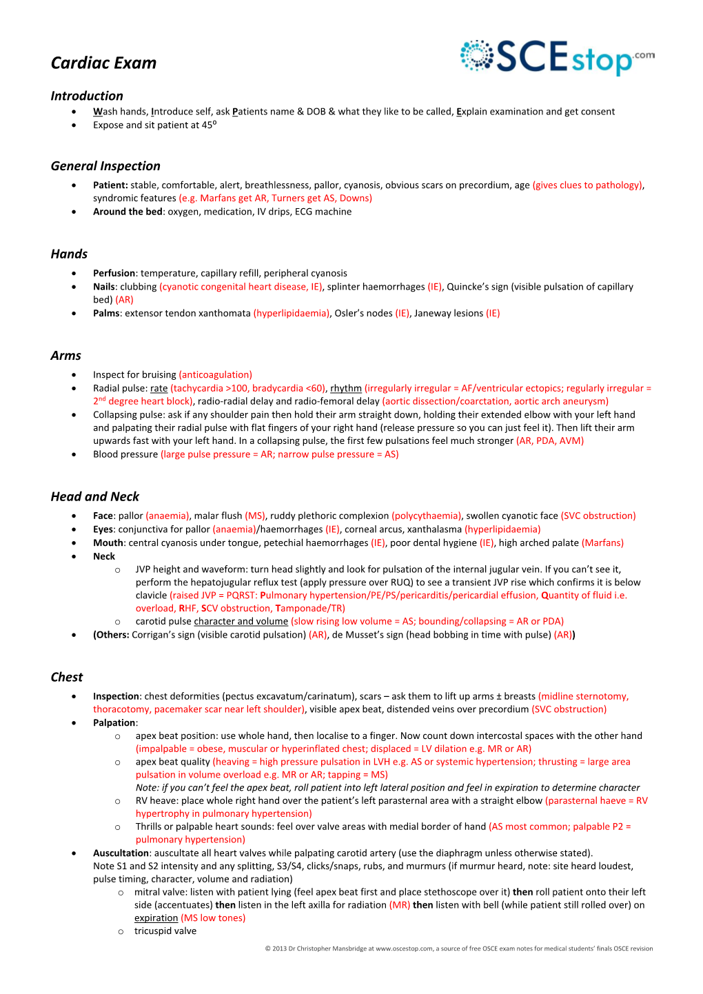 Cardiac Exam