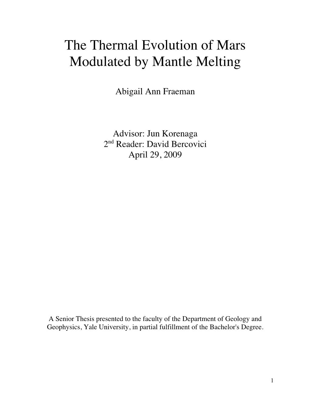 The Thermal Evolution of Mars Modulated by Mantle Melting