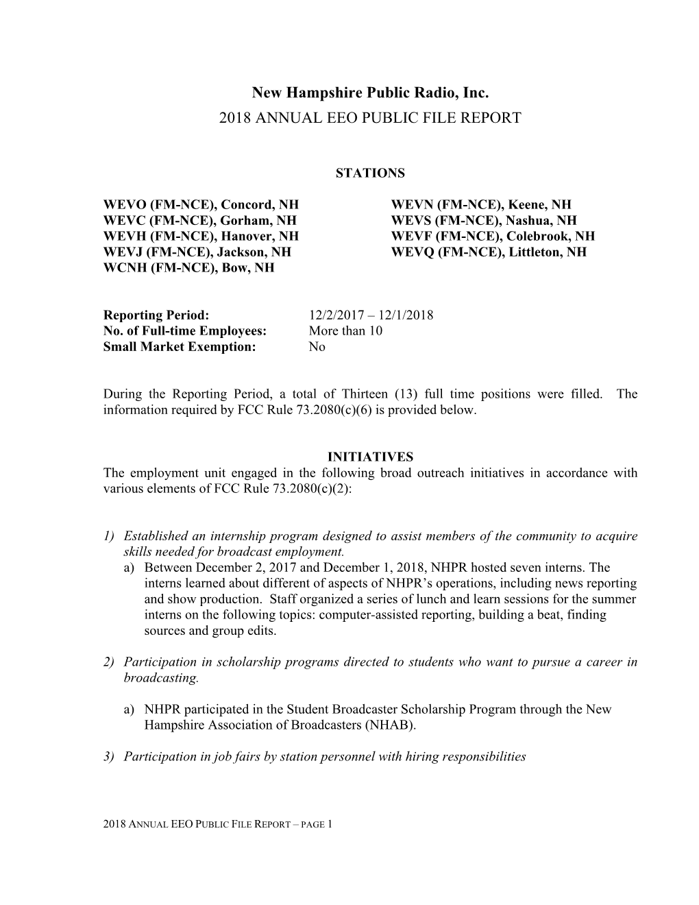 2018 FCC EEO Report