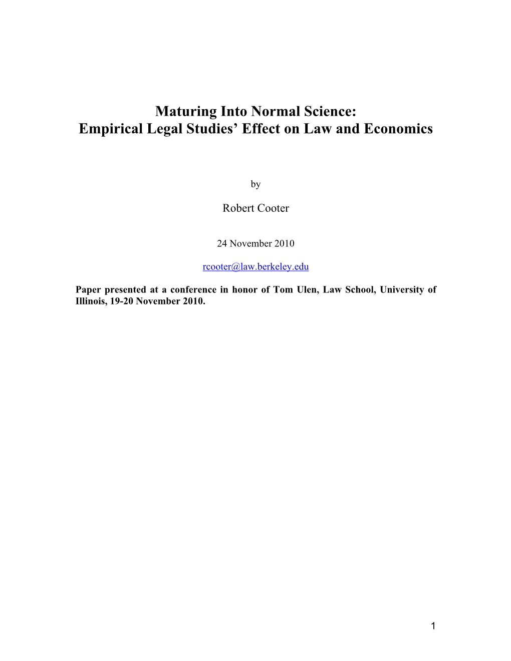 Empirical Legal Studies' Effect on Law & Economics