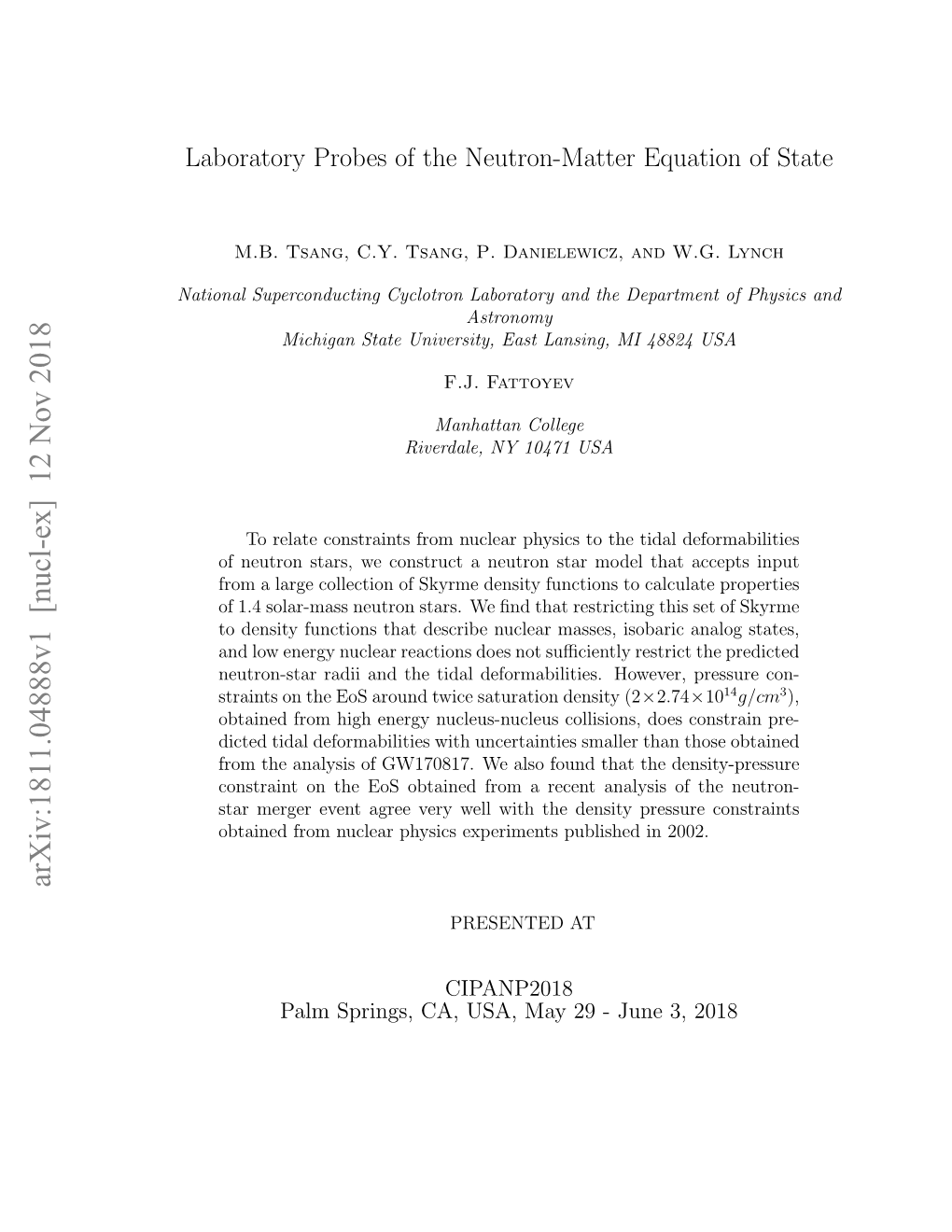 Arxiv:1811.04888V1 [Nucl-Ex] 12 Nov 2018