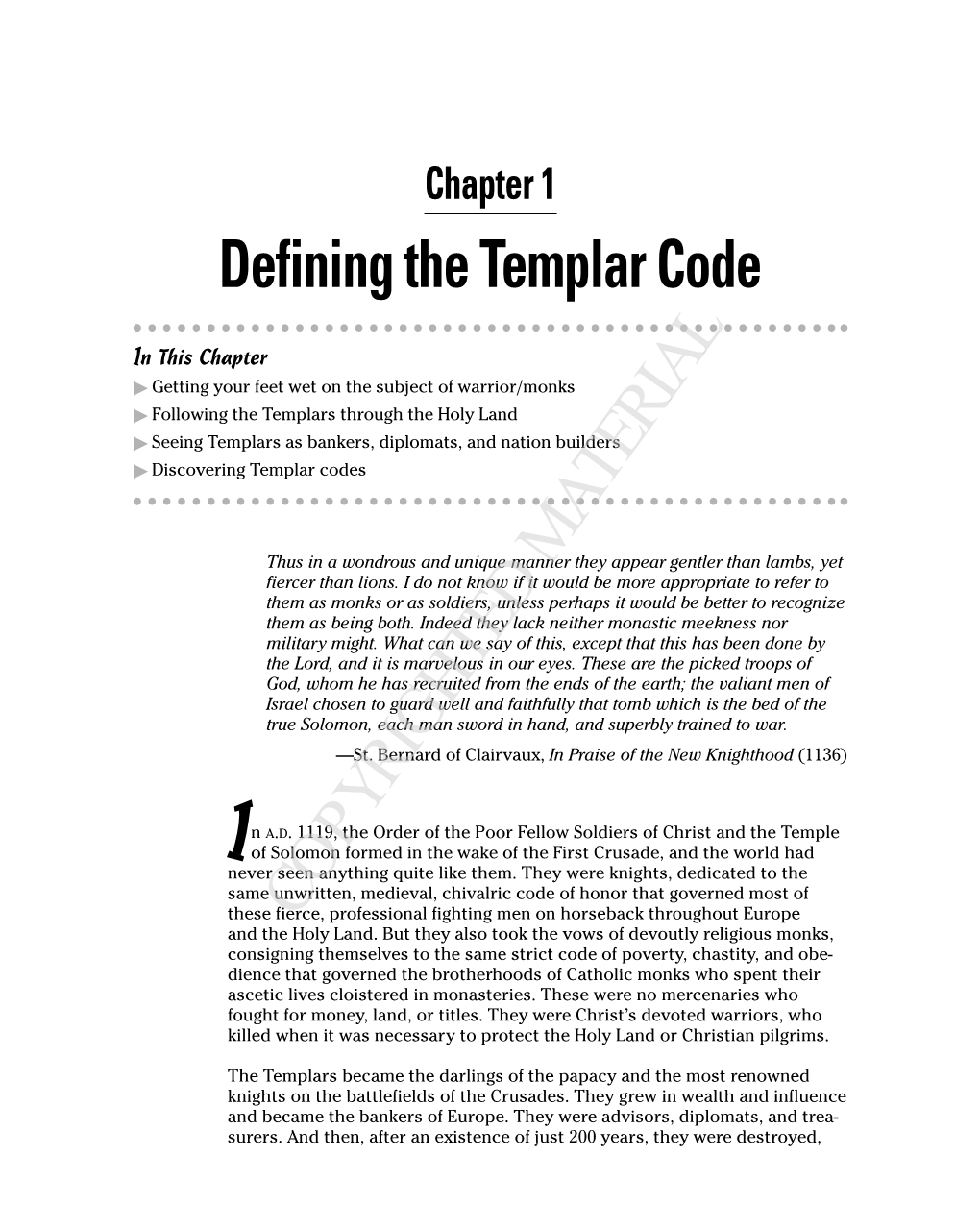 Defining the Templar Code