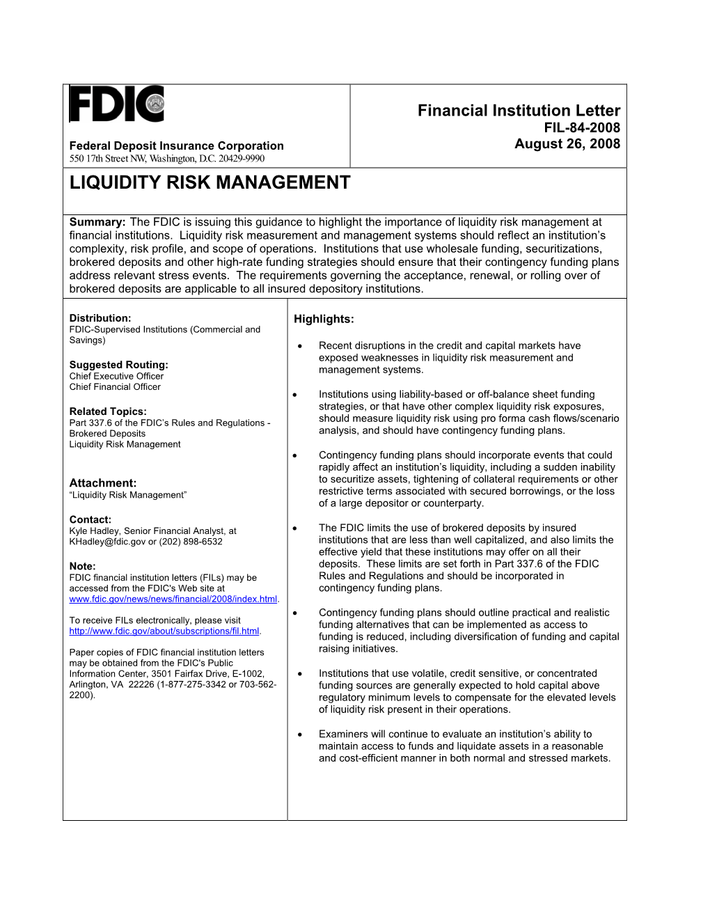 Liquidity Risk Management