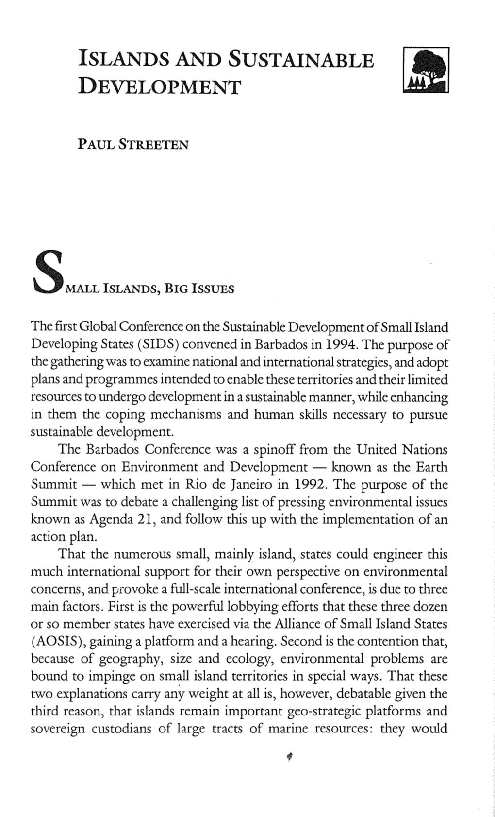 Islands and Sustainable Development