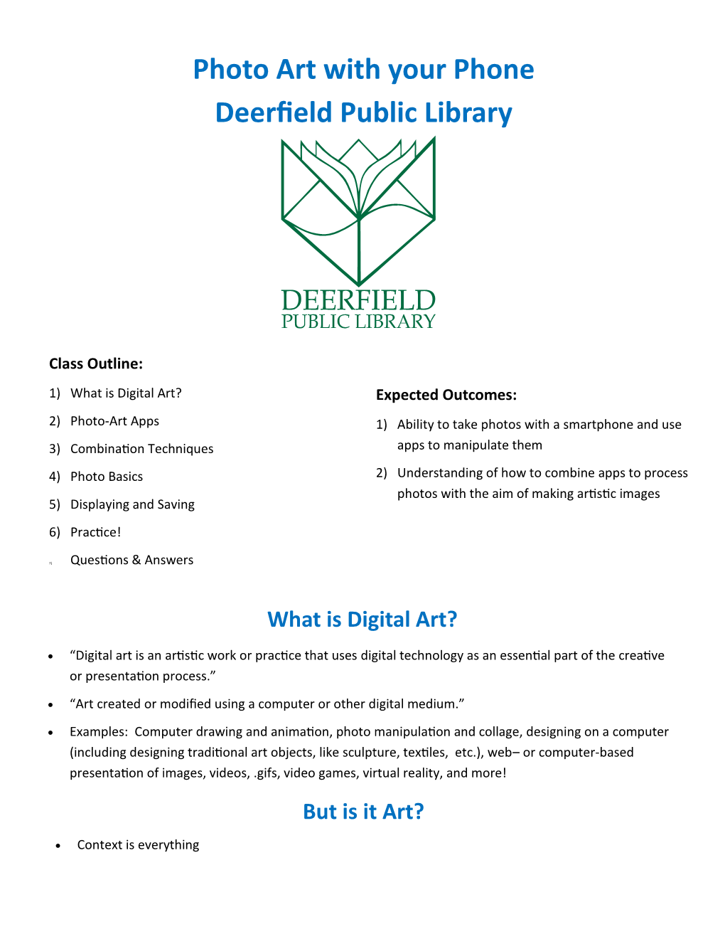 Photo Art with Your Phone Deerfield Public Library