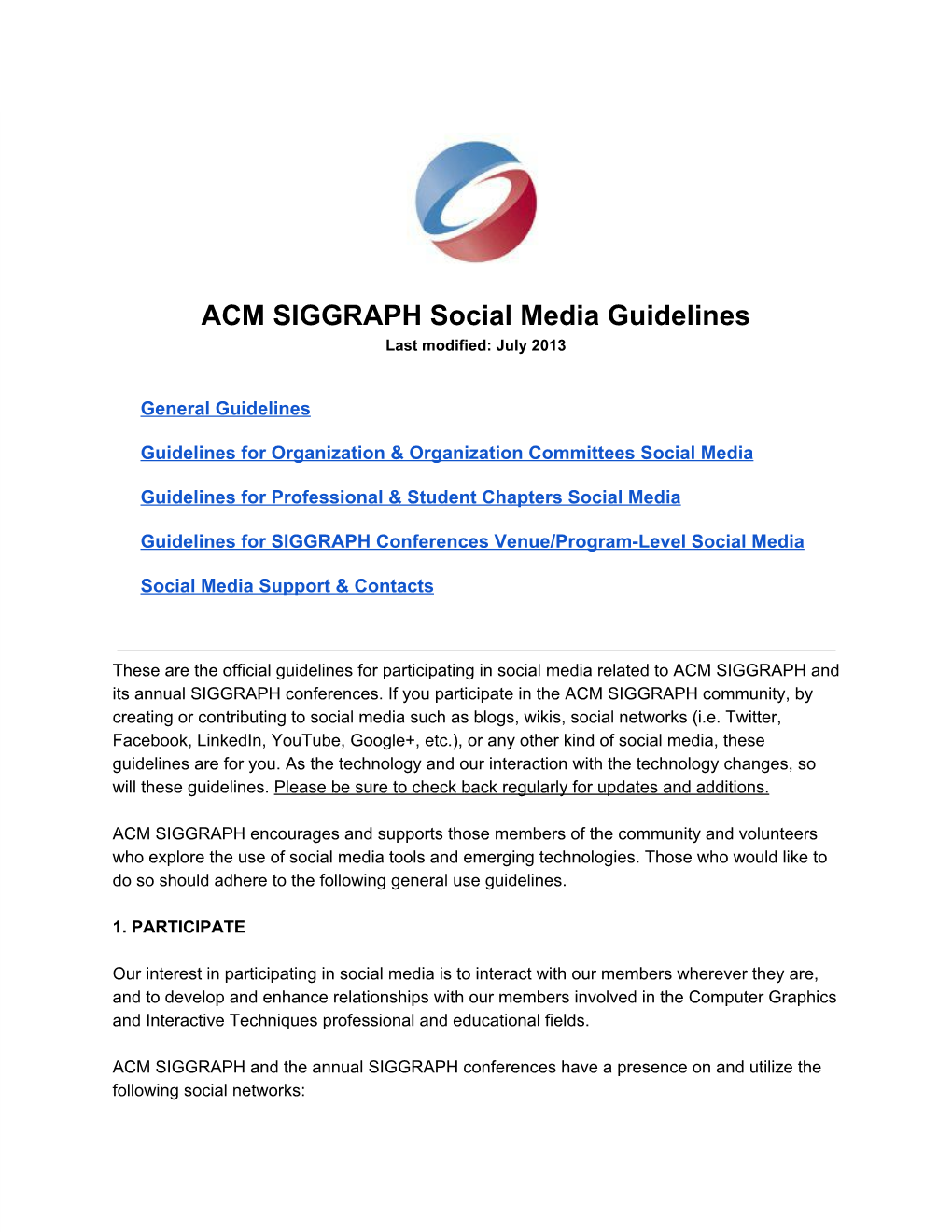 ACM SIGGRAPH Social Media Guidelines for Chapters