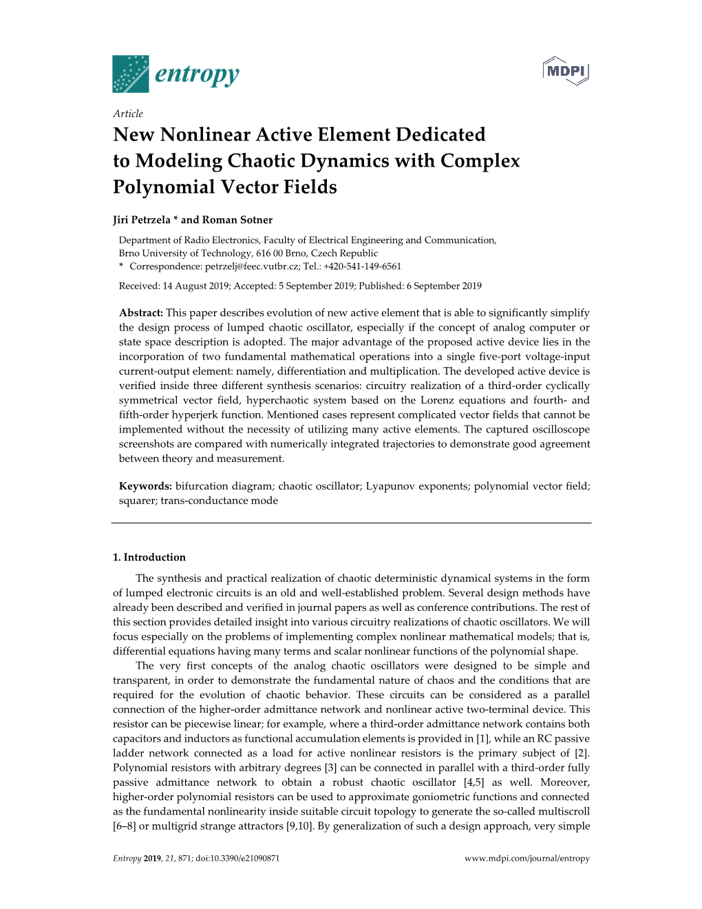 New Nonlinear Active Element Dedicated to Modeling Chaotic Dynamics with Complex Polynomial Vector Fields