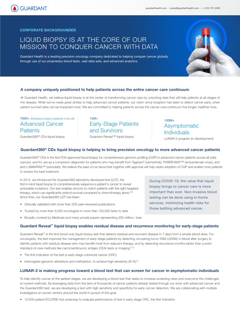 Liquid Biopsy Is at the Core of Our Mission to Conquer Cancer with Data