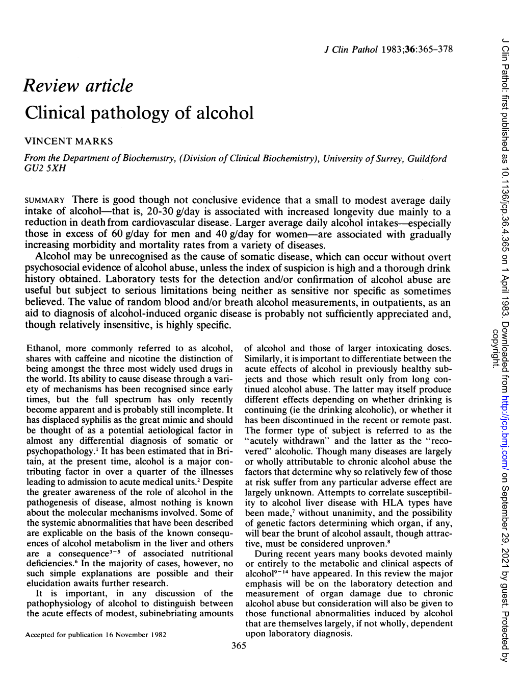 Clinical Pathology of Alcohol