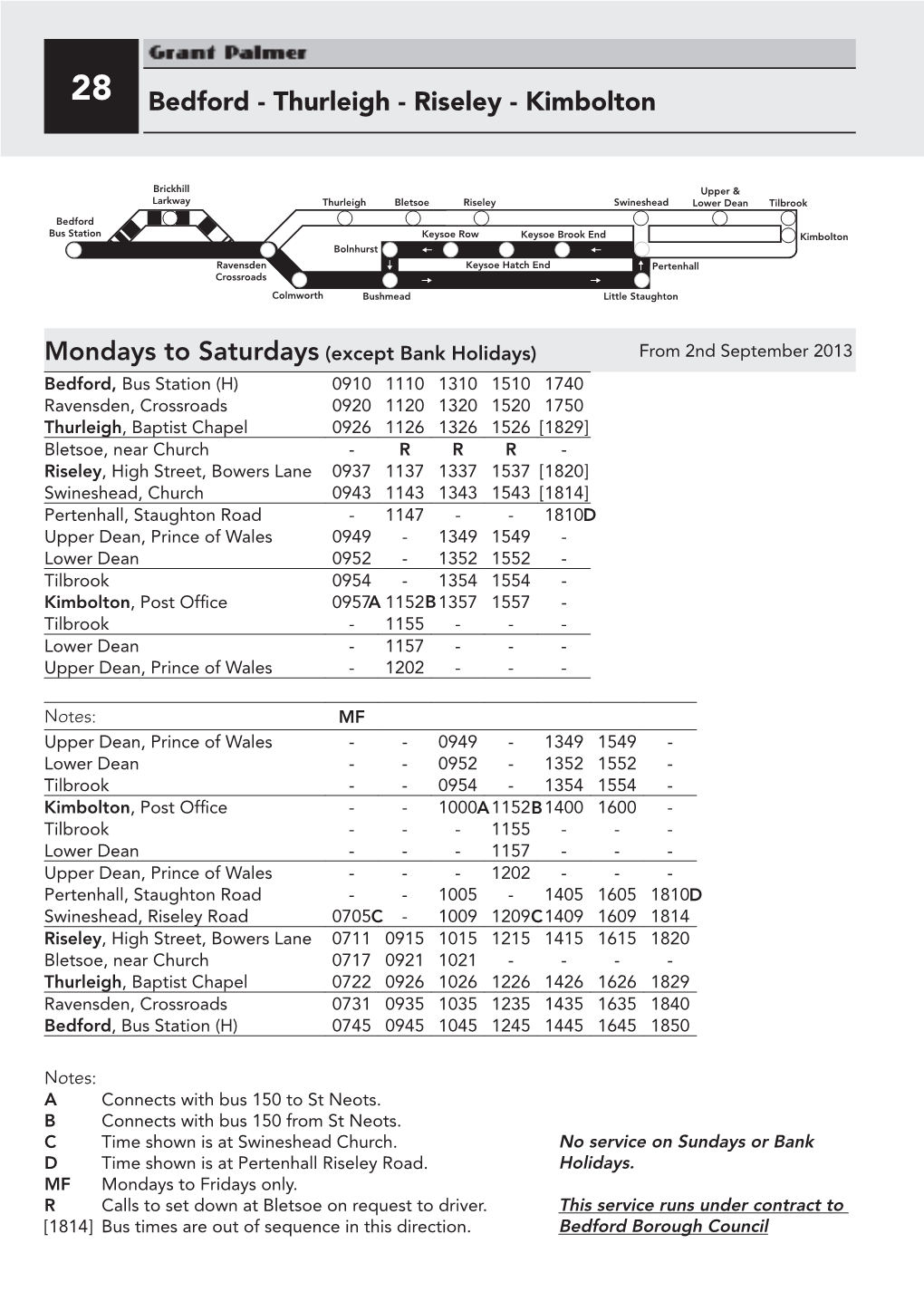 Bedford - Thurleigh - Riseley - Kimbolton