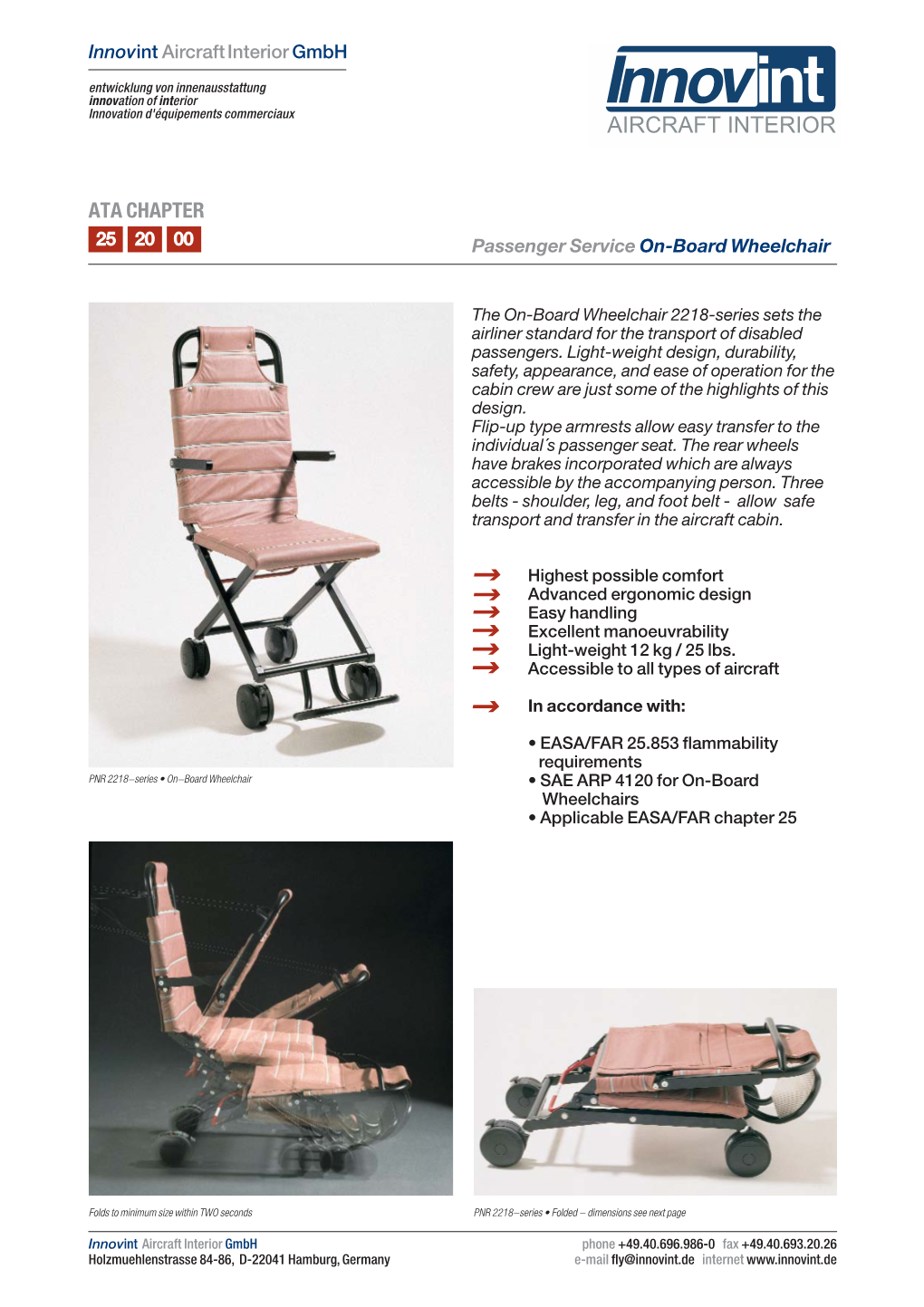 ATA CHAPTER 25 20 00 Passenger Service On-Board Wheelchair