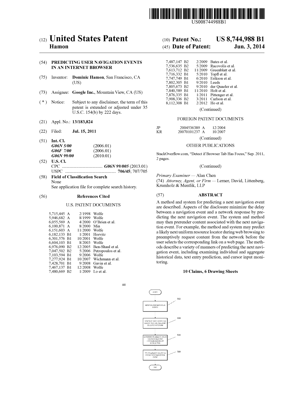 (12) United States Patent (10) Patent No.: US 8,744,988 B1 Hamon (45) Date of Patent: Jun