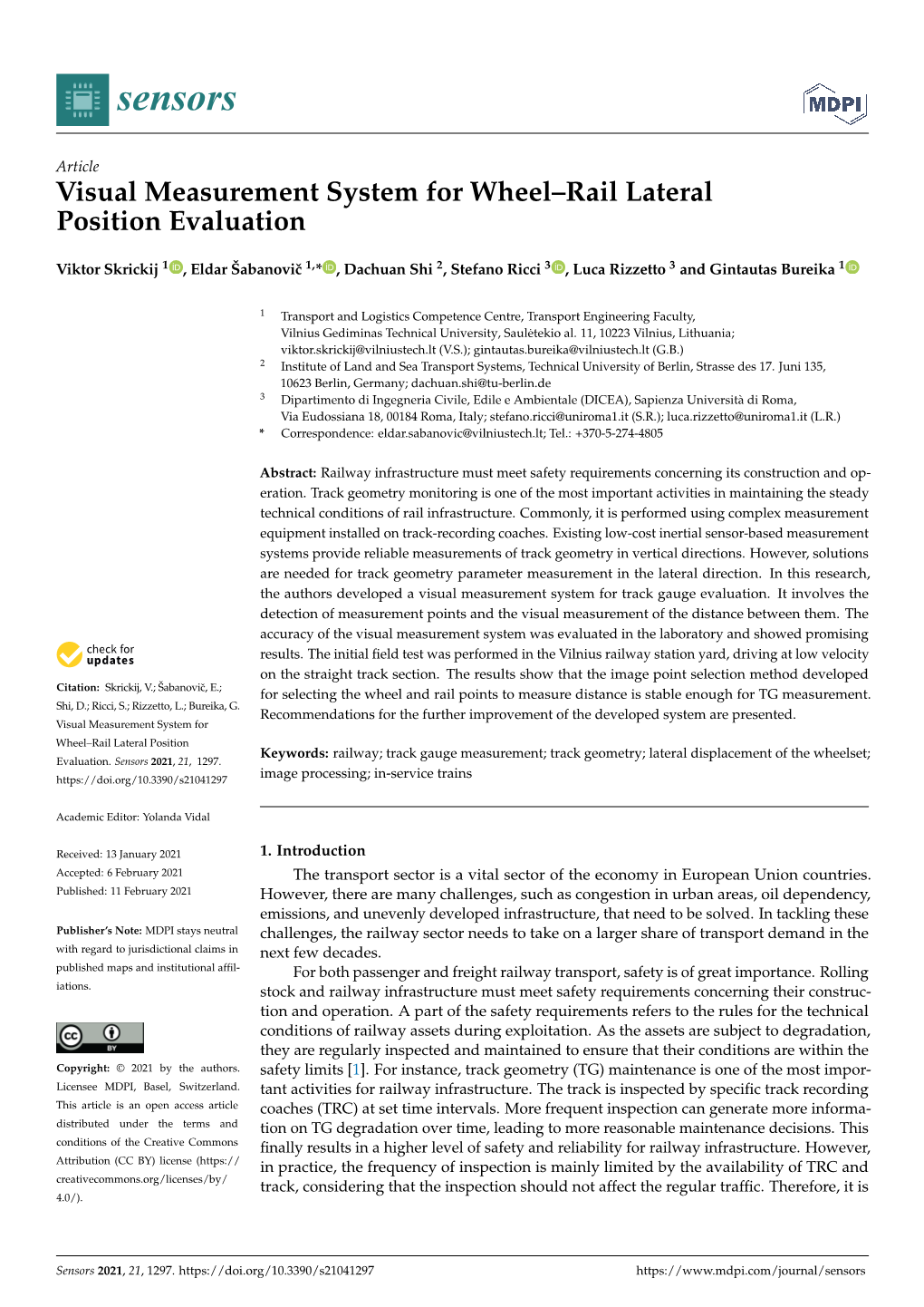 Visual Measurement System for Wheel–Rail Lateral Position Evaluation