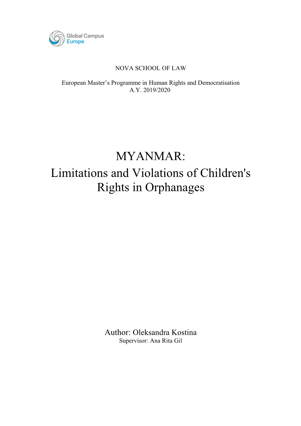 MYANMAR: Limitations and Violations of Children's Rights in Orphanages