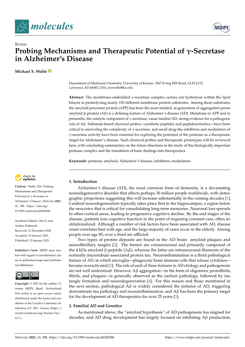 Secretase in Alzheimer's Disease