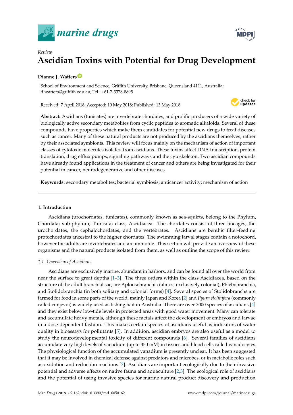 Ascidian Toxins with Potential for Drug Development