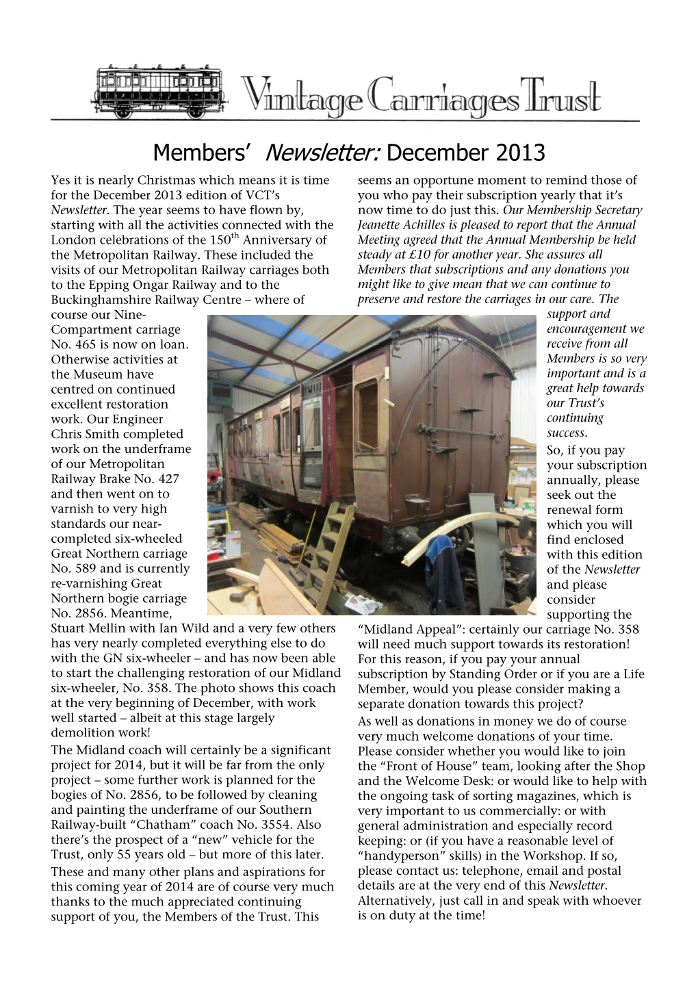 Members' Newsletter: December 2013