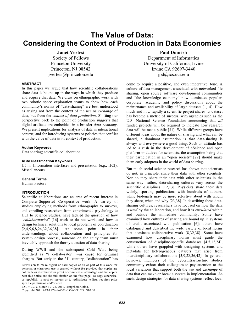 Considering the Context of Production in Data Economies