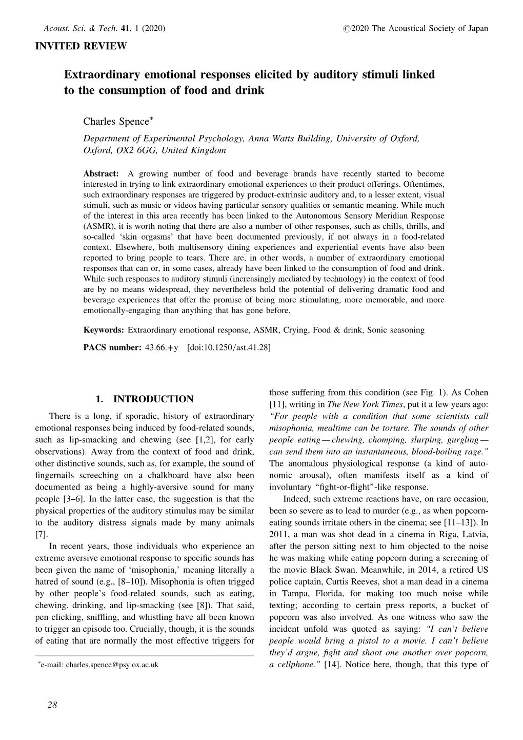 Extraordinary Emotional Responses Elicited by Auditory Stimuli Linked to the Consumption of Food and Drink