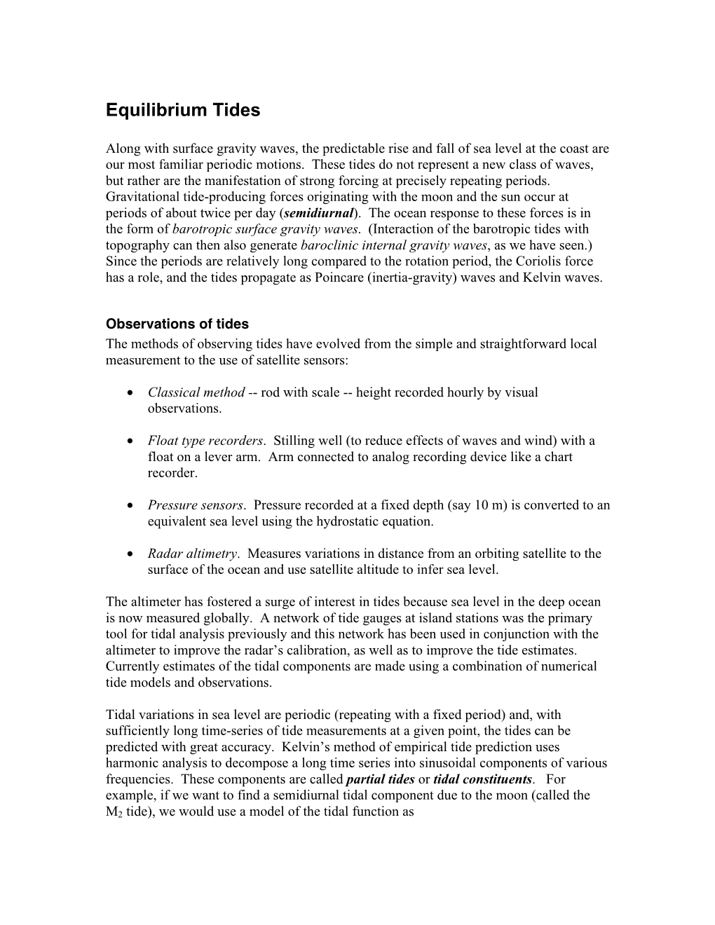 Equilibrium Tides